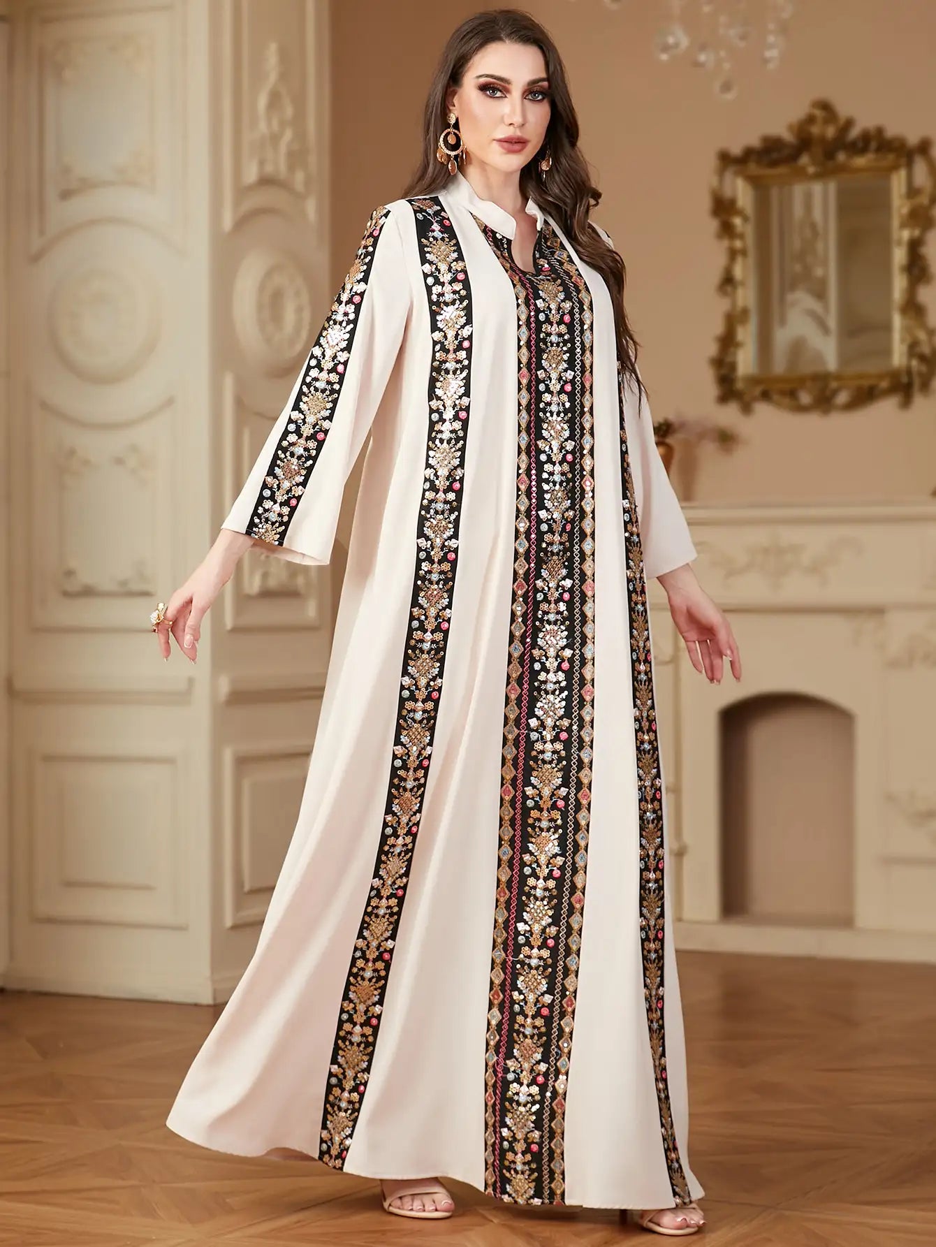 Elegant Eid Caftan Dress for Women - Embroidered Kaftan Jalabiya for Special Occasions & Festivals - Perfect for Eid Celebrations, Weddings, and Holiday Gatherings