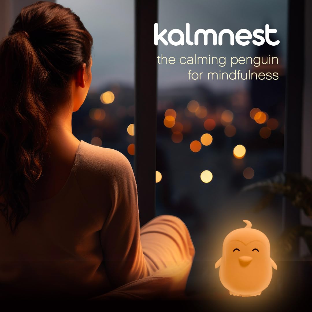 Mindfulness Breathing Penguin - 4/7/8 & 5/5/5/5 Guided Visual Meditation Device with LED Light & Soothing Sounds - 3-in-1 Anxiety Relief, Stress Reduction & Sleep Aid for Adults & Kids - Perfect for Bedtime, Yoga, ADHD Focus & Relaxation Gifts