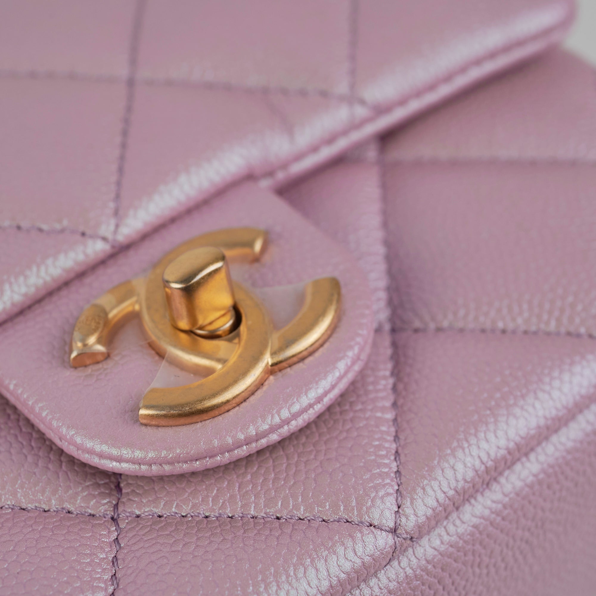 Chanel Caviar Leather My Perfect Square Mini Bag Iridescent Pink with Microchip - Perfect for Evening Parties, Date Nights & Luxury Fashion Accessories