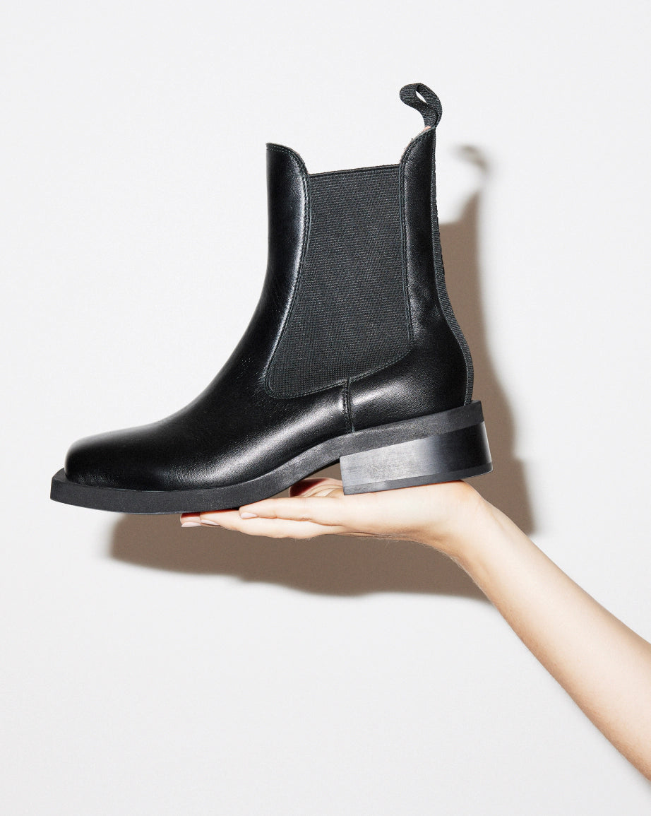 Stylish Black Tomorrow Square Toe Chelsea Boots for Women - Waterproof & Comfortable Ankle Boots for Fall/Winter Fashion, Work & Outdoor Activities