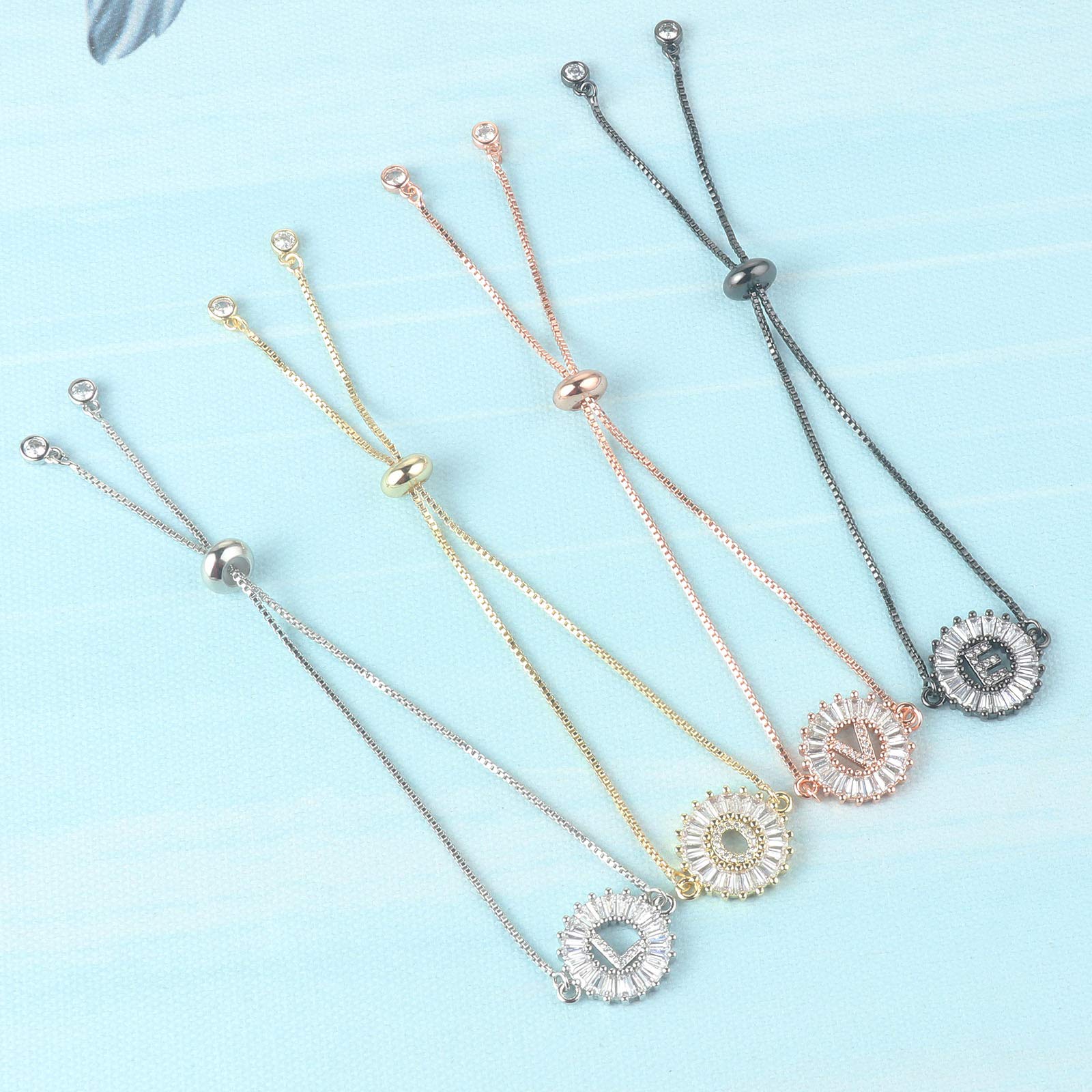 COTTVOTT Personalized Initial Letter Bracelet for Women - A-Z Alphabet Adjustable Chain Bracelet in 4 Colors | Perfect Gift for Birthday, Anniversary & Everyday Fashion Accessory