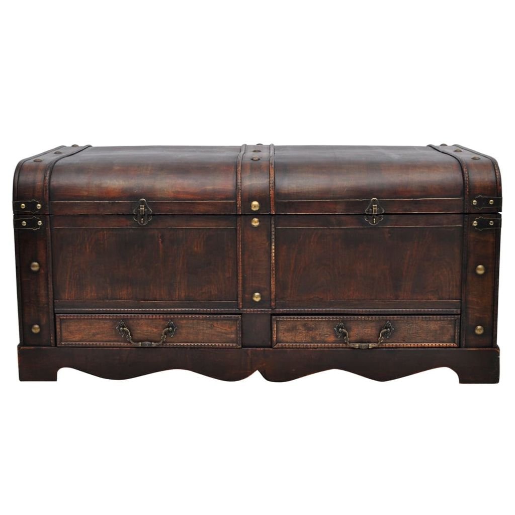 Vintage Retro Wooden Storage Trunk - Keenso Decorative Treasure Chest with Drawers for Jewelry, Clothes & Home Organization | Perfect for Bedroom, Living Room & Dorm Storage Solutions