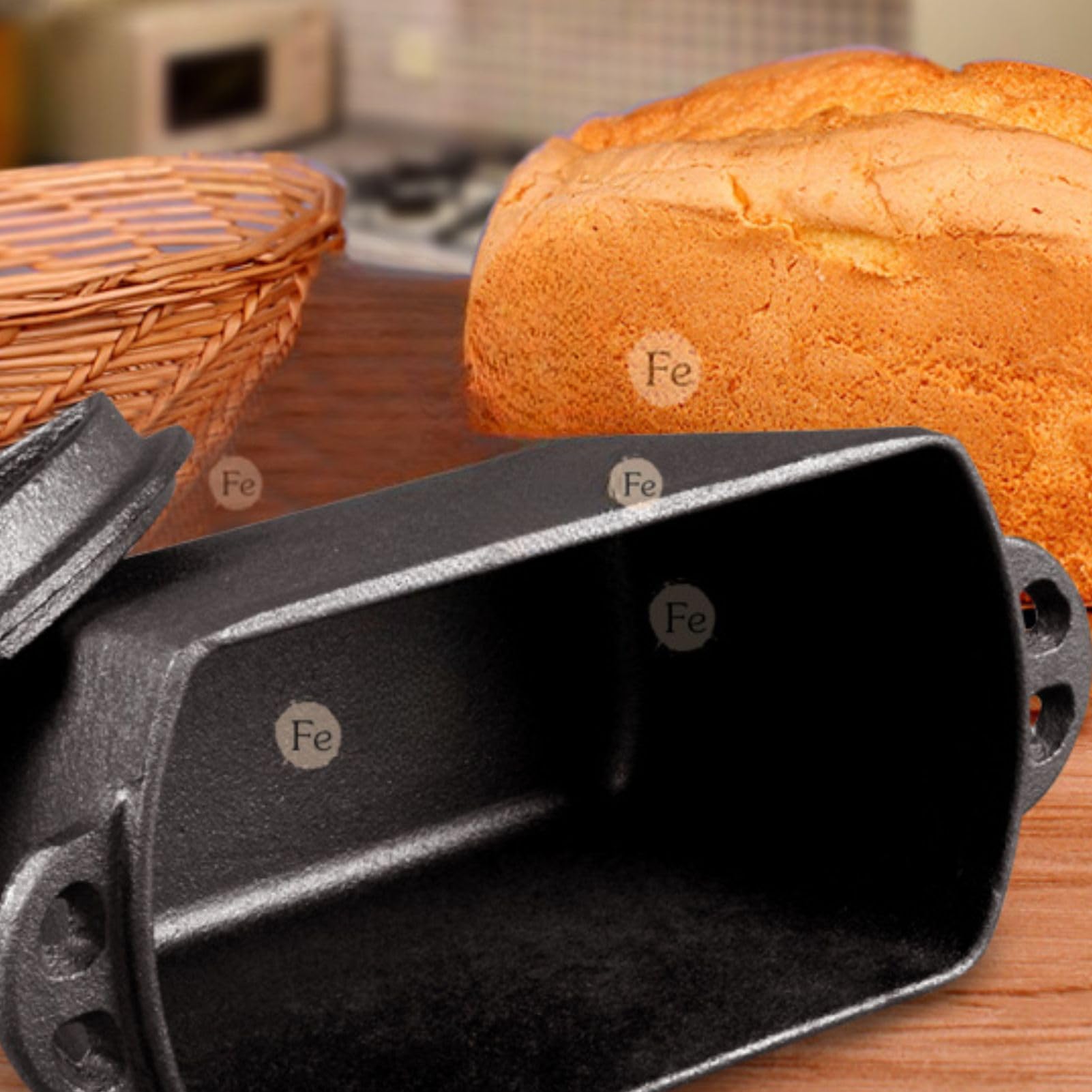 Bangminda Cast Iron Bread Loaf Pan with Lid - Premium Cast Iron Bread Maker & Roaster for Homemade Bread Baking - Perfect for Dutch Oven, Camping & Kitchen Use