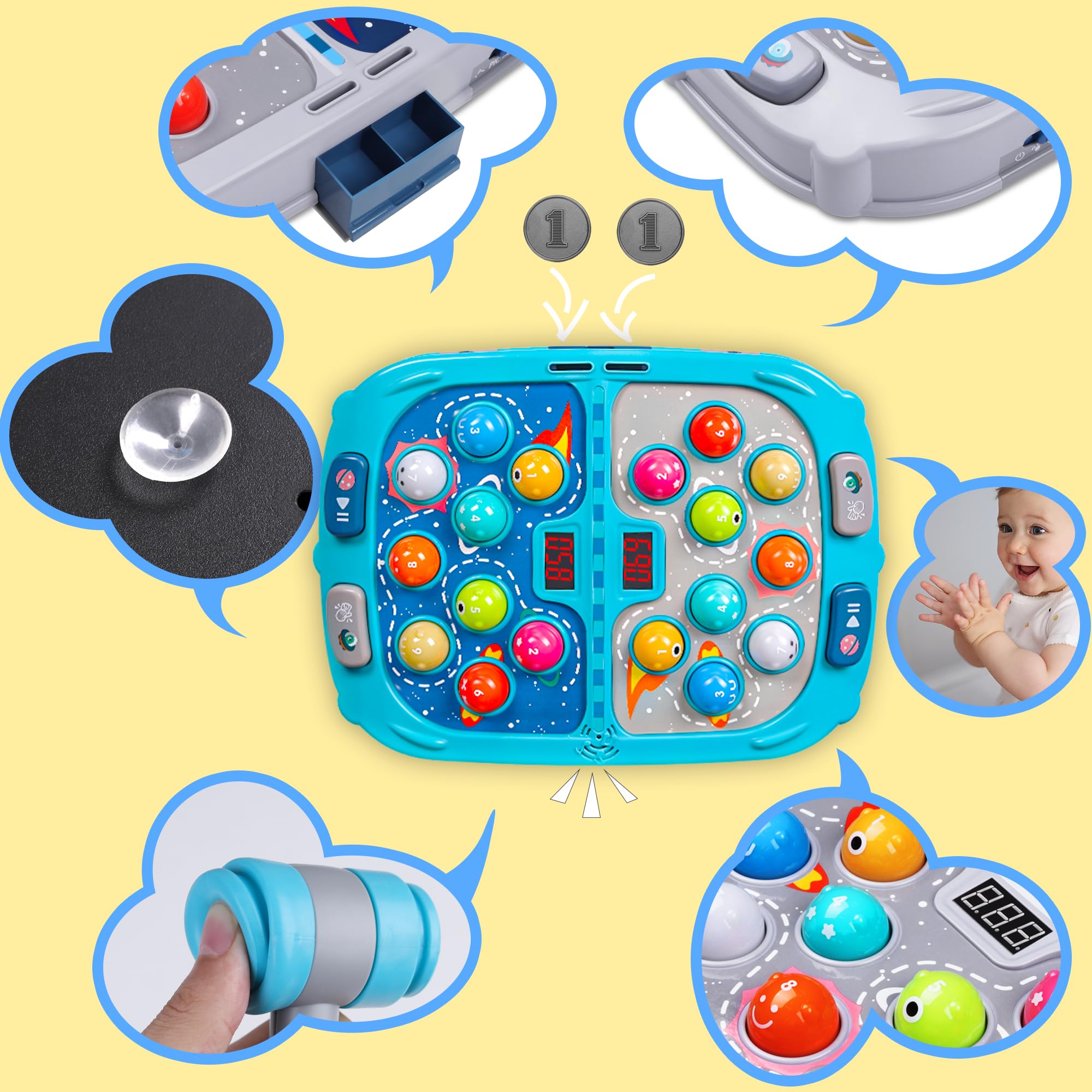 Whack-A-Mole Game for Toddlers - 11x15 Inch Interactive Pounding Toy with Sound & Light Effects, 9 Speed Levels for Beginners to Experts, Educational Kids Toy for Ages 3+ - Perfect for Birthday Gifts, Preschool Learning & Family Game Night Fun