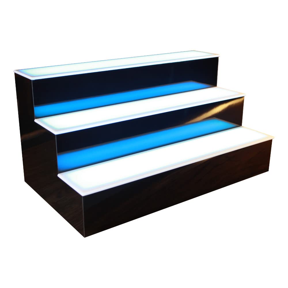 BARCONIC® 3-Tier LED Bottle Display Shelf - 18 Inch Wine & Liquor Storage Rack for Bars, Restaurants & Home Decor