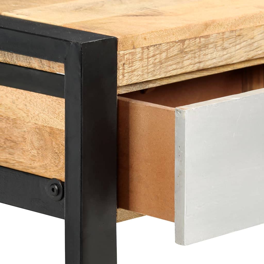 Industrial Console Table with 3 Drawers & Shelf - Solid Mango Wood Entryway Table, Side Table, Accent Table for Living Room, Hallway & Foyer (51.1