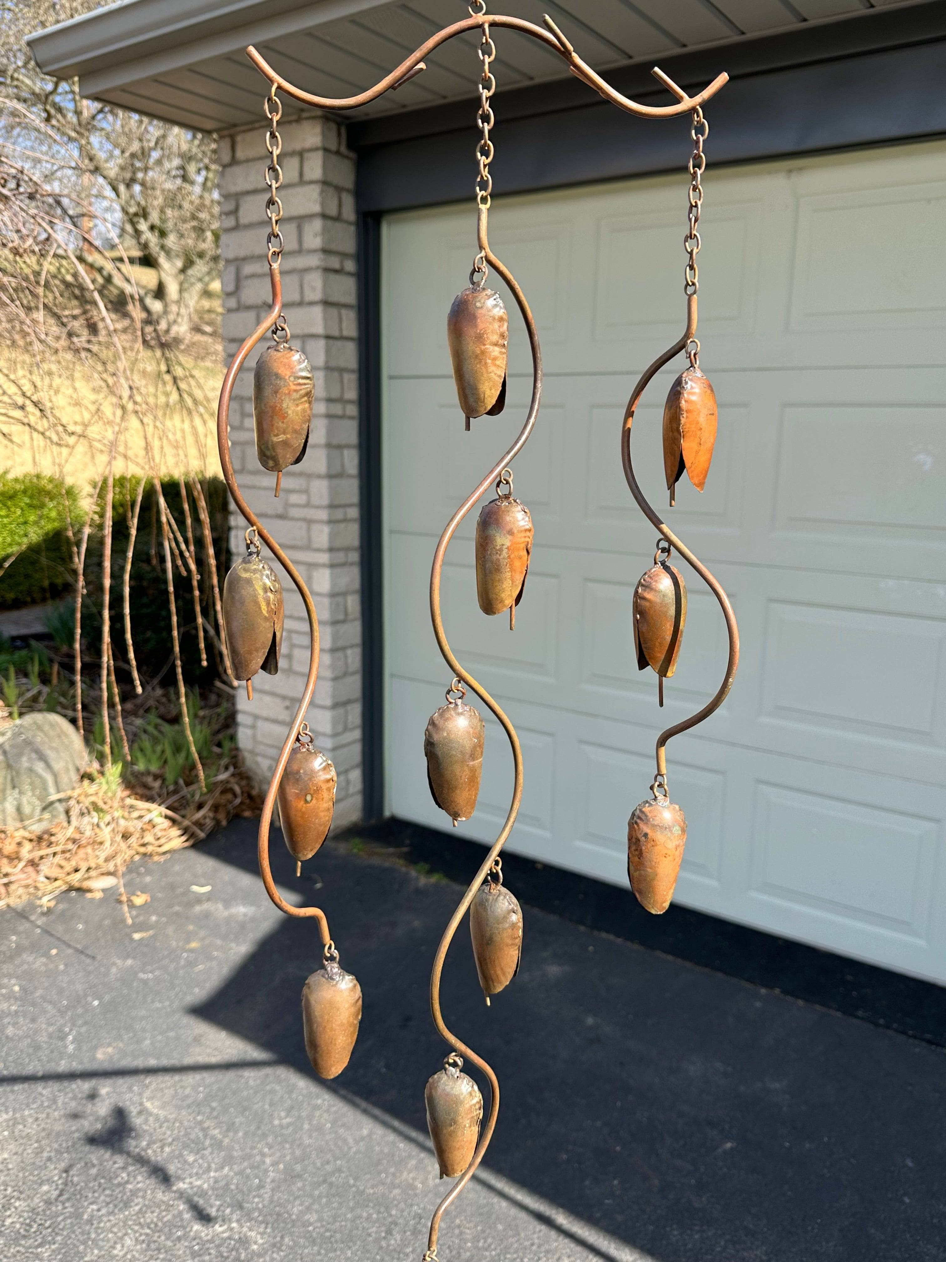 Triple Bell Spiral Wind Chime - Outdoor Garden Decor for Patio, Porch & Backyard - Soothing Wind Chimes for Relaxation & Meditation