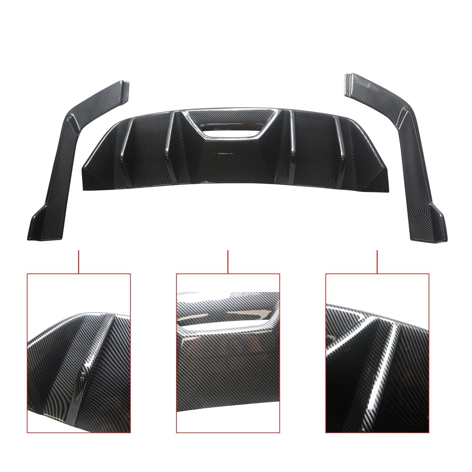 NINTE Carbon Fiber Rear Diffuser for 2015-2017 Ford Mustang - Lower Bumper Lip Splitter - Enhances Aerodynamics & Sporty Look for Street Racing & Car Shows
