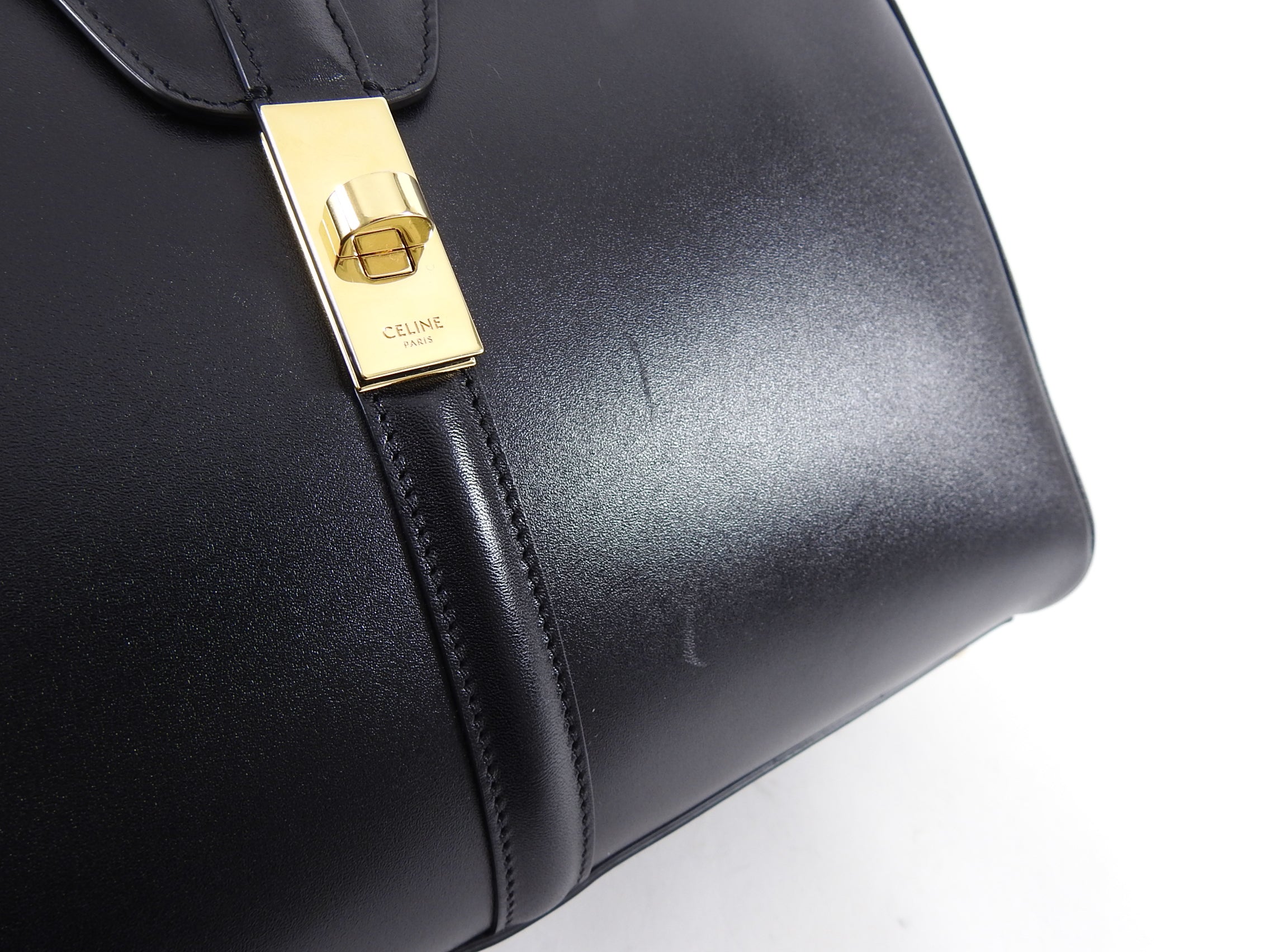 Celine Hedi Slimane Medium New 16 Bag in Black Satinated Calfskin Leather - Luxury Designer Handbag for Women, Perfect for Work, Evening Events & Everyday Use