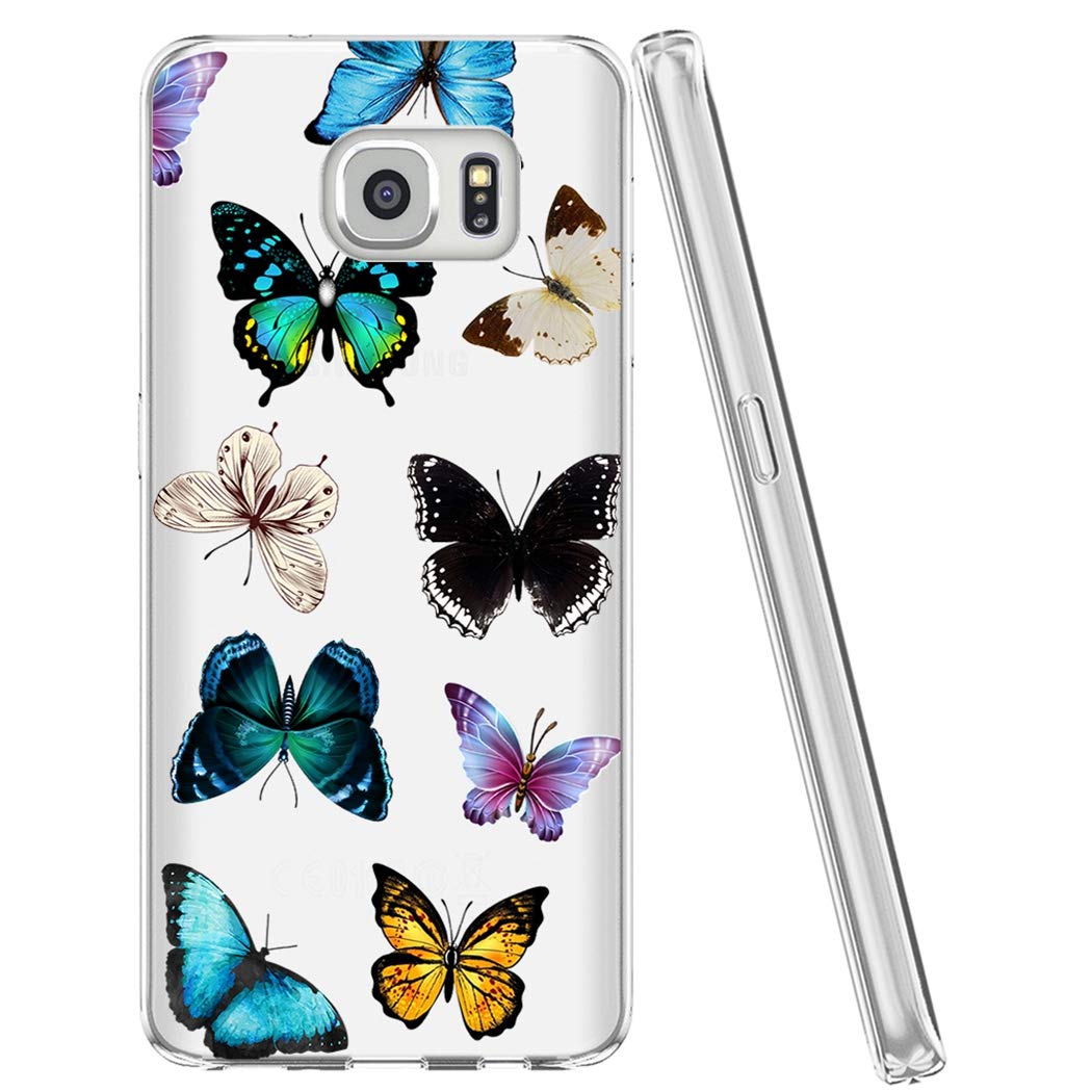 Samsung Galaxy S7 Phone Case for Women - Slim Shockproof Clear Floral TPU Protective Cover with Butterfly Design | Perfect for Everyday Use, Work & Travel