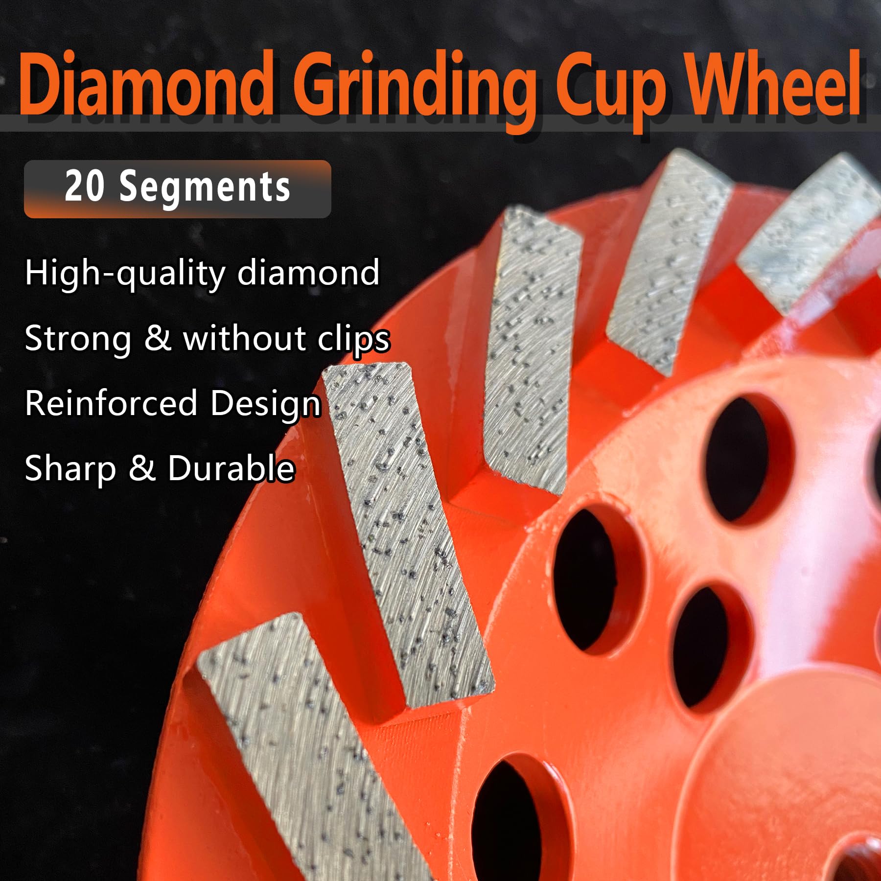 7 Inch 180mm Diamond Grinding Cup Wheel with 24 Turbo Segments - Professional Concrete Grinding Disc for Epoxy, Vinyl, Mastic, Stone, Pavers & Driveways - Orange Color - Perfect for Floor Prep, Surface Leveling & DIY Home Renovation Projects