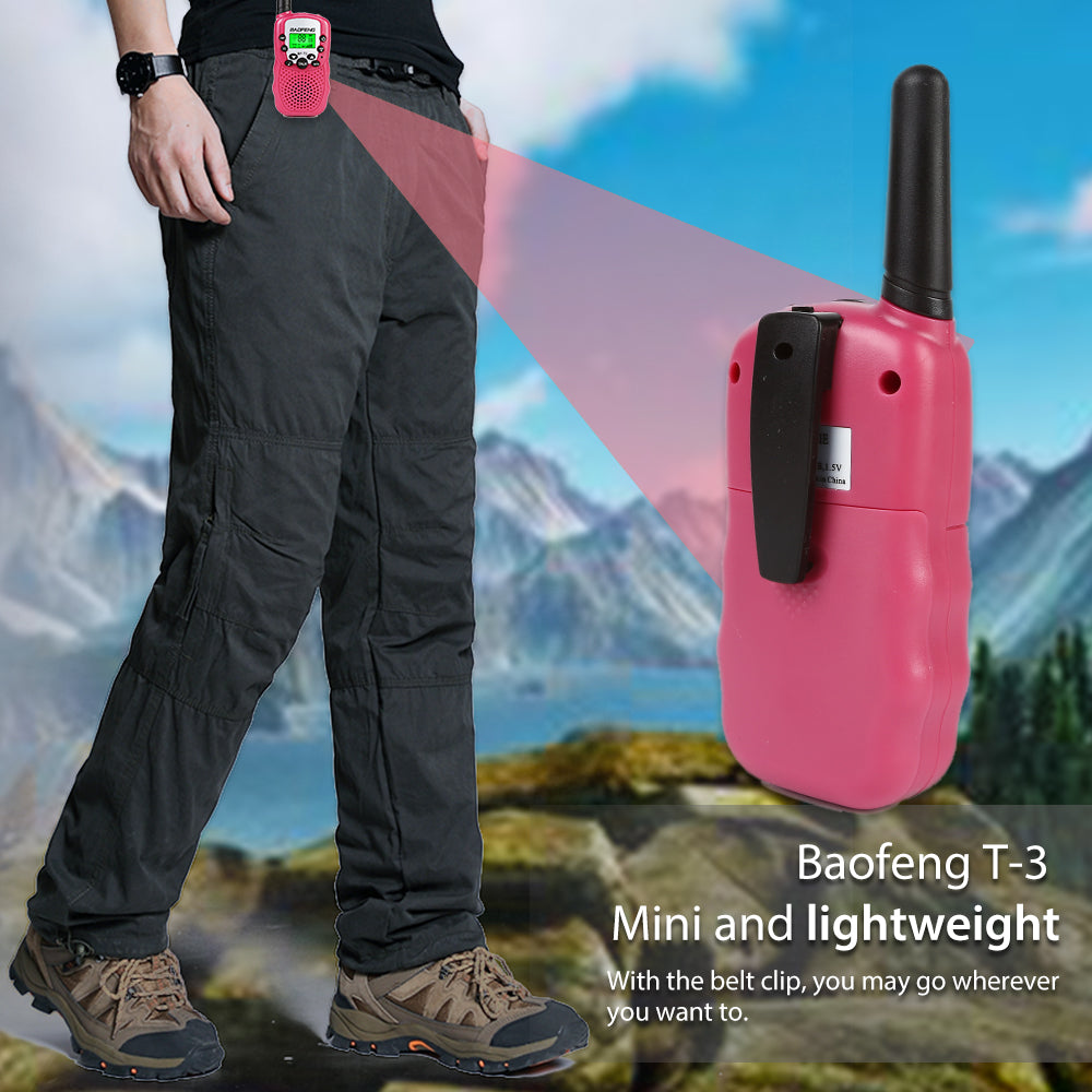 2 Pack Baofeng T3 Kids Walkie Talkies - Long Range, Rechargeable, Durable for Outdoor Adventures, Camping, Hiking & Family Activities (Discontinued Model)