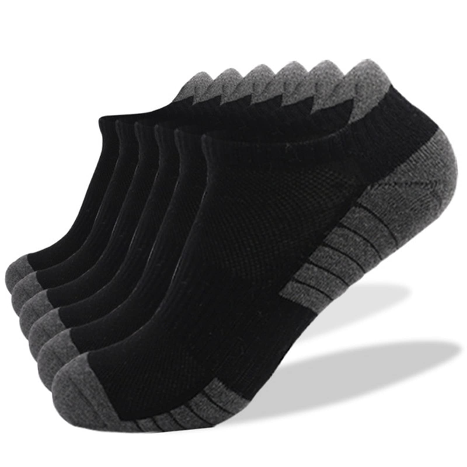 6 Pairs Men's Cushion Ankle Socks - 6 Pack Low Cut Comfortable Breathable Cotton Socks for Everyday Wear, Sports & Casual Outfits