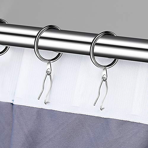 58 Pcs Heavy-Duty Metal Curtain Hooks - Silver Rustproof Steel Plated Nickel Offset Pin-On Drapery Hooks for Window, Door & Shower Curtains | Durable Hanging Solution for Home Decor, Bedroom, Living Room & Bathroom