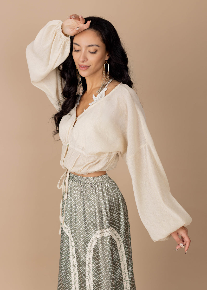 Kimber Top in Ecru - Elegant Women's Blouse for Casual & Office Wear | Perfect for Everyday Outfits & Professional Looks