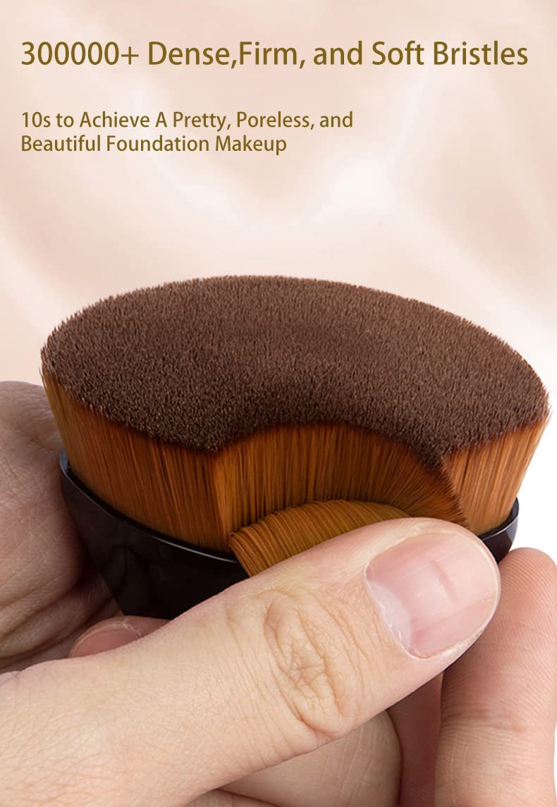 AKCredible Professional Foundation Makeup Brush for Blending Liquid, Cream & Concealer - Flawless Finish Cosmetic Brush Set with Bonus Protective Case - Liquid Foundation Brush for Face & Liquid Makeup (Black) - Perfect for Daily Makeup, Contouring & Airbrush Effects
