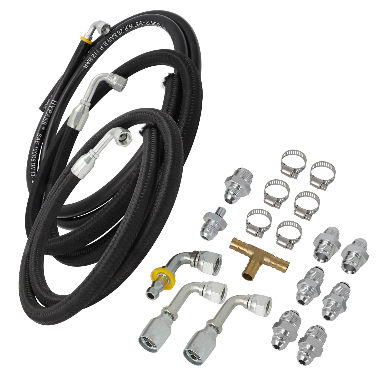 Motoparty Universal Steering Hose Hookup Kit for Hydroboost Power Brake Booster - Complete Accessories Included | Perfect for Truck, SUV & Off-Road Vehicle Brake System Upgrades