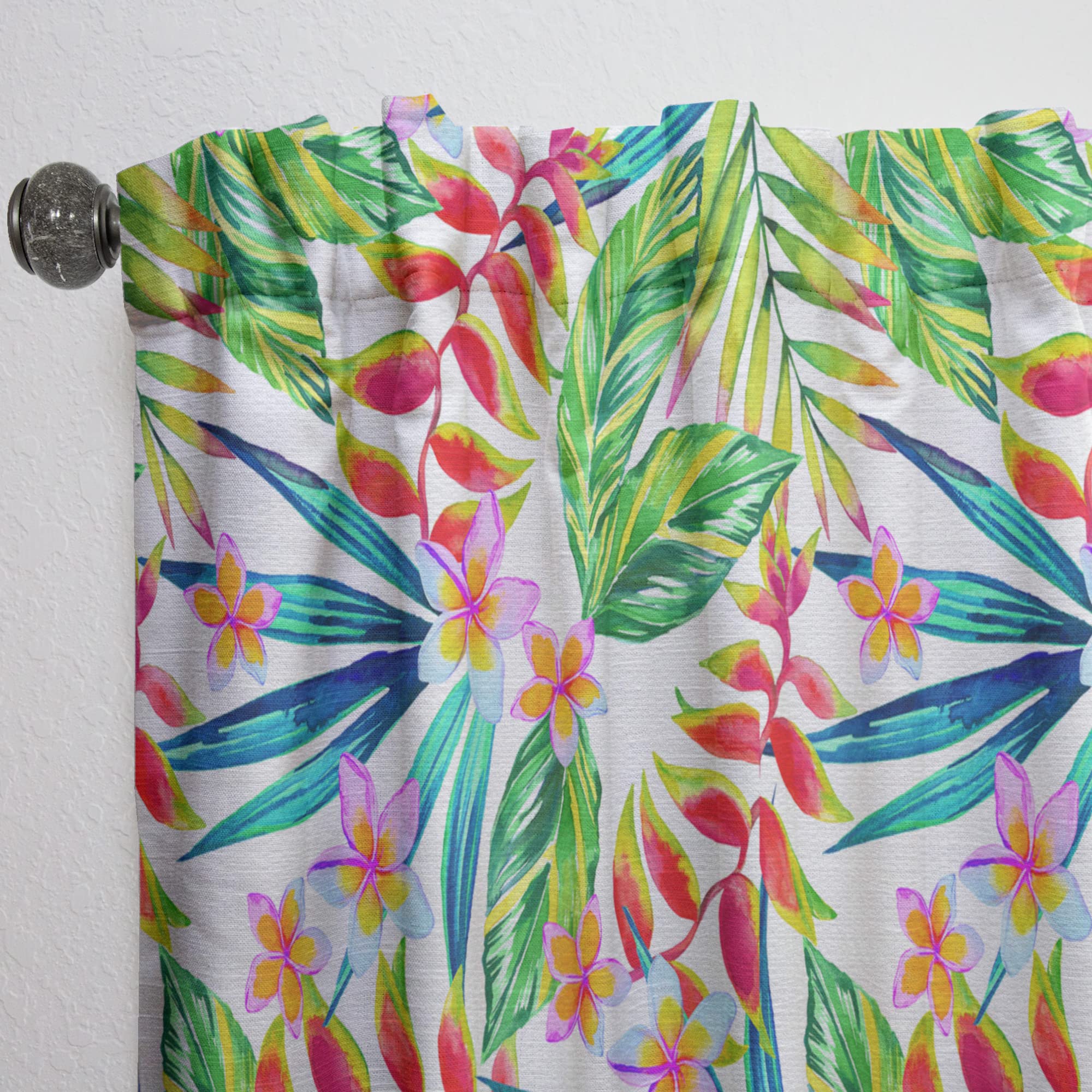 DesignQ Viviv Blossoming Tropical Jungle Flowers Thermal Insulated Curtains - 52x120 Inches Single Panel for Bedroom & Living Room - Perfect for Privacy, Light Control & Energy Efficiency