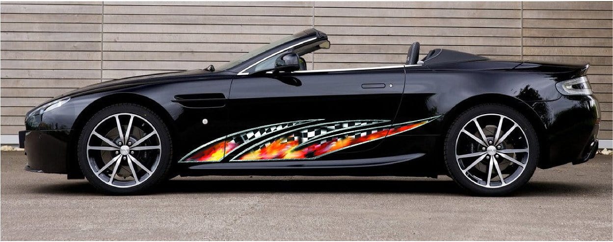 High-Performance Checkers Wave Automotive Racing Vinyl Graphics - Durable Decals for Cars, Trucks & Motorcycles - Perfect for Racing Events & Custom Vehicle Styling