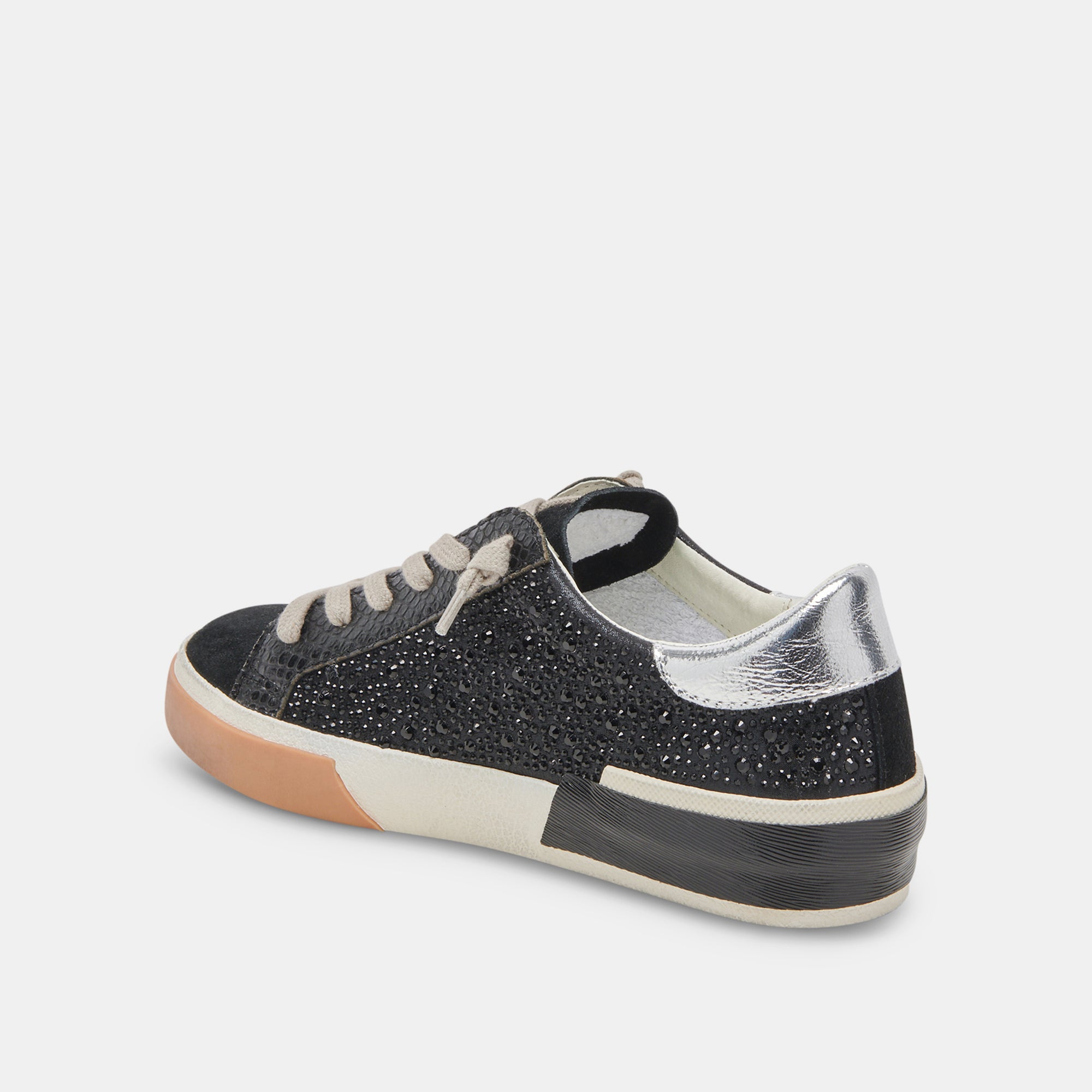 ZINA CRYSTAL SNEAKERS - Women's Black Suede Fashion Sneakers with Rhinestones | Perfect for Casual Wear, Parties & Special Occasions