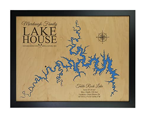 Custom Wooden Lake Map Wall Art - Personalized Handmade House Decor for Lake Homes | Unique Gift for Anniversary, Wedding & Cabin Decor | Perfect for Living Room, Bedroom or Office Wall Display