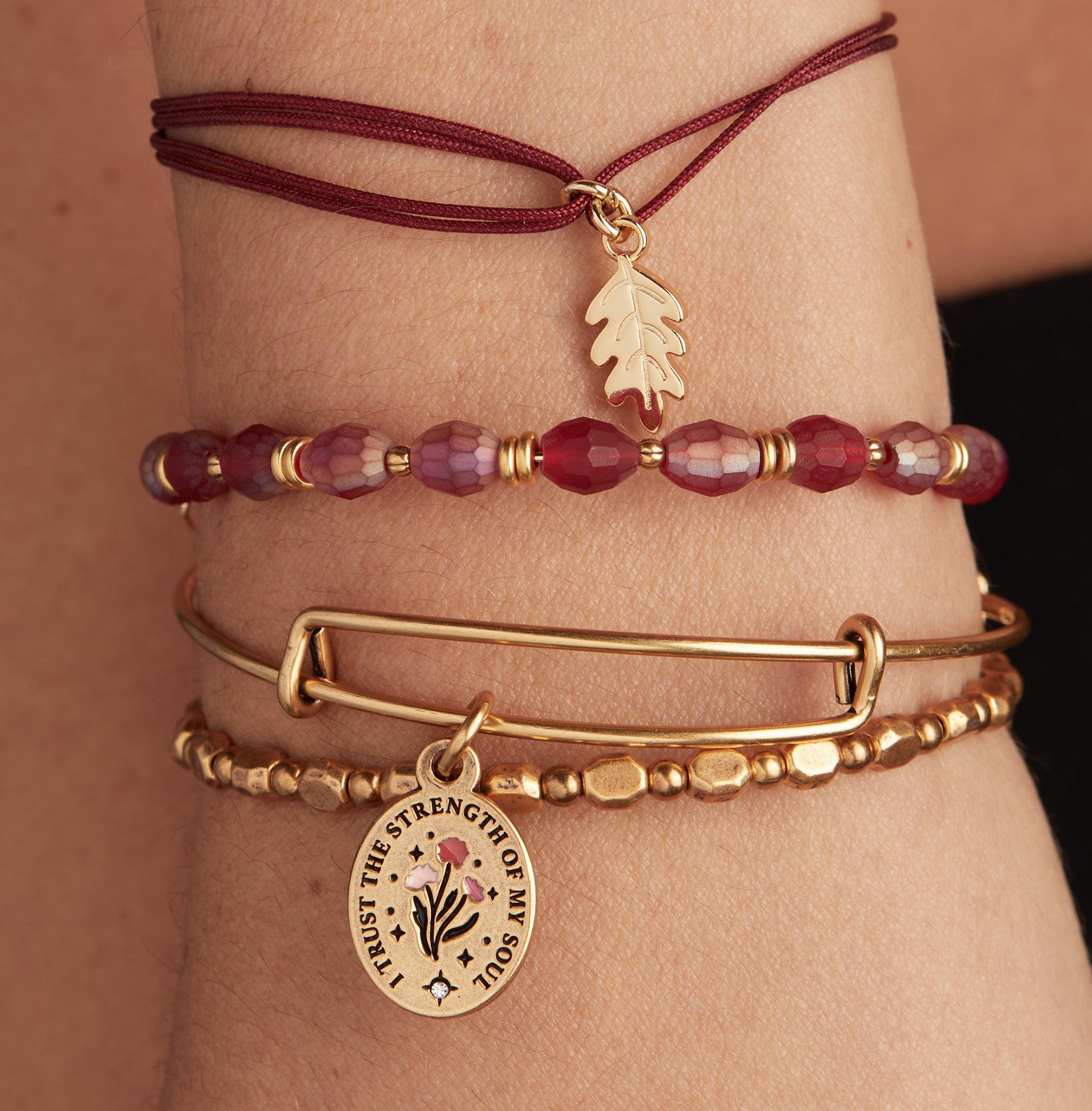 Stylish 'I Trust the Strength of My Soul' Inspirational Charm Bangles - Set of 2 for Women | Perfect for Daily Wear, Gift Giving & Spiritual Motivation