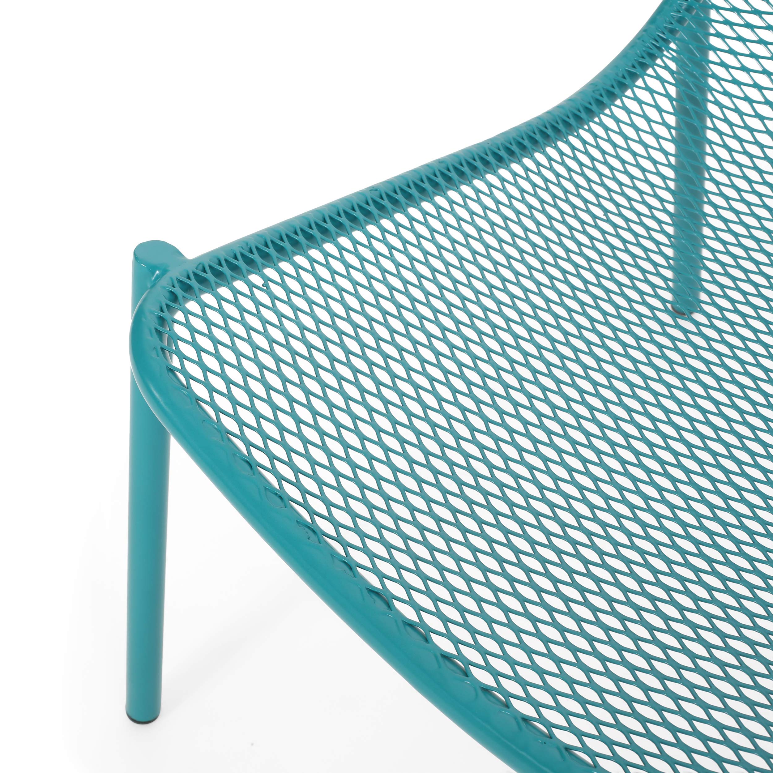 GDF Studio Modern Outdoor Dining Chairs Set of 2 - Waterproof Matte Teal Patio Furniture for Backyard, Garden & Poolside Dining