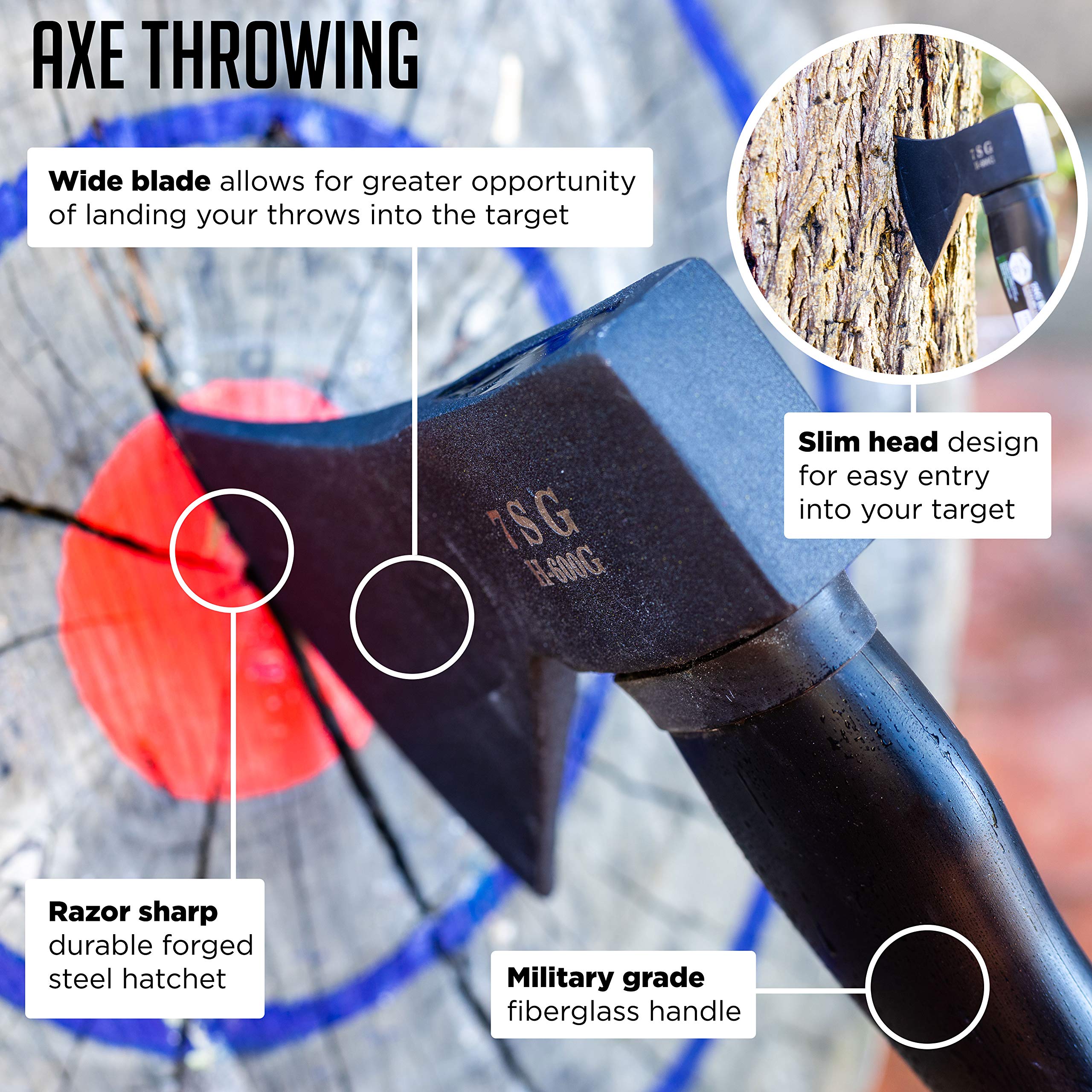 Best Camping Hatchet with Sheath - Survival Throwing Axe for Outdoor Adventures - Tactical Bushcraft Axe for Chopping Wood, Camping & Survival - Perfect for Hiking, Backpacking & Wilderness Survival