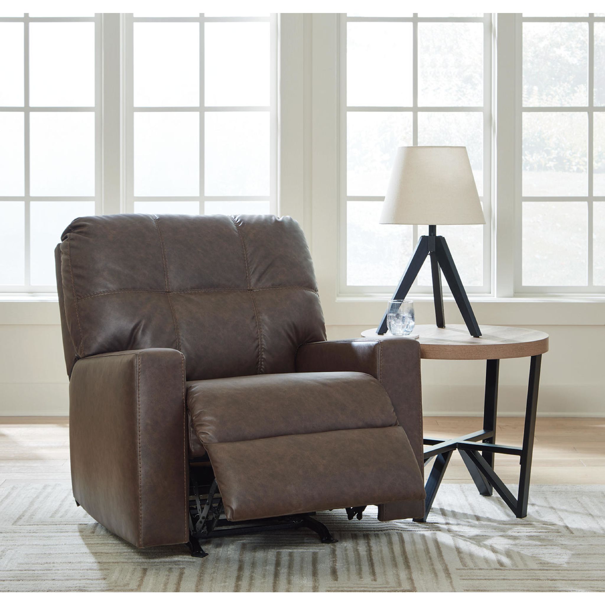 Barlin Mills Rocker Recliner Chair - Comfortable Leather Living Room Reclining Chair with Padded Armrests and Lumbar Support - Perfect for Relaxing, Watching TV or Napping in Your Home Theater, Bedroom or Office