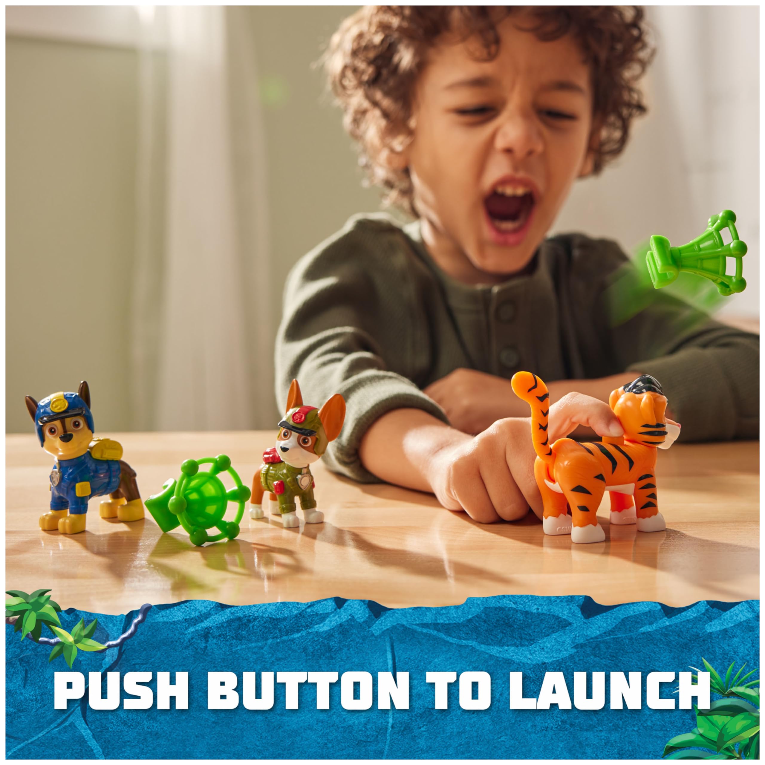 Paw Patrol Jungle Pups Action Figures - Chase, Tracker & Tiger with Launcher for Kids 3+ | Adventure Play