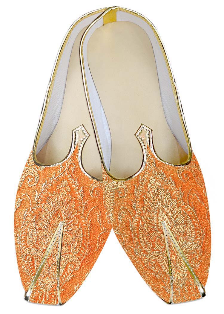 INMONARCH Orange Indian Wedding Shoes for Men | Traditional Jutti MJP016057 | Perfect for Weddings, Festivals & Cultural Events