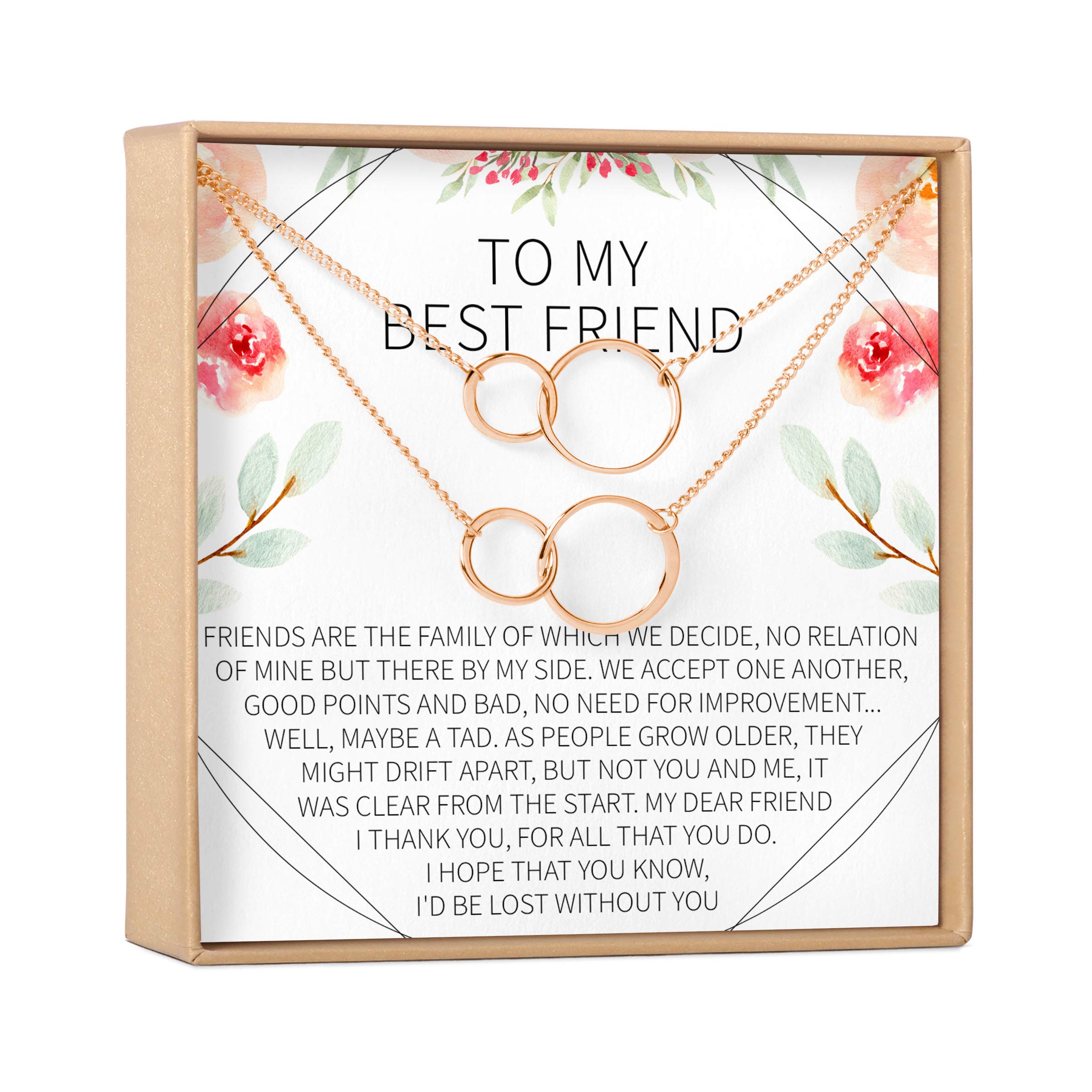 Dear Ava Best Friend Necklace Set - Sterling Silver Heart Pendant with Gift Card for Birthday, Christmas, Valentine's Day | Meaningful Jewelry Gift for Her, Friendship Day Present, Sister Gift Idea | Perfect for Anniversaries, Graduation, Bridesmaid Appreciation