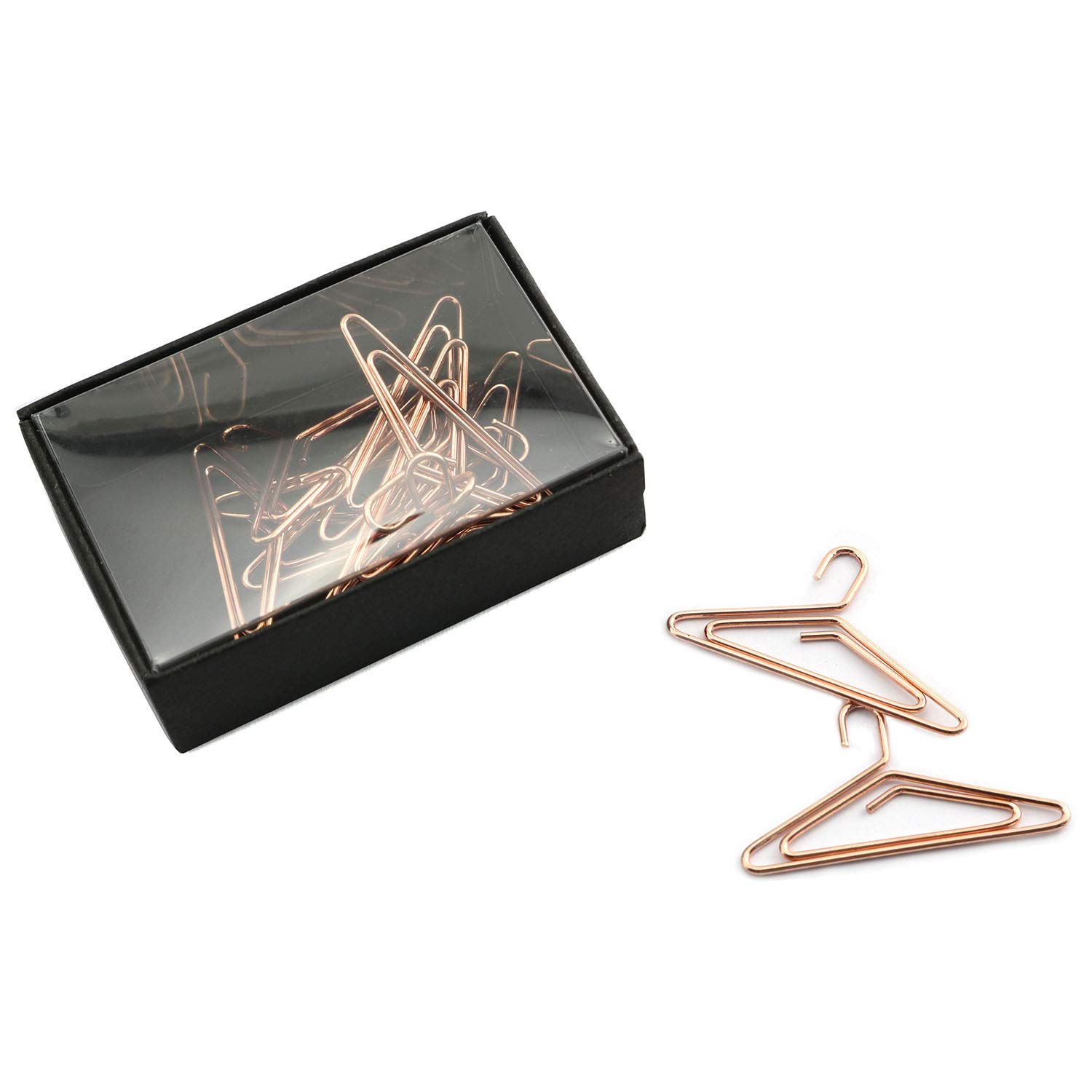 12PCS Rose Gold Hanger-Shaped Paper Clips - Metal Wire Bookmark Clips for Notes, Photos & Signs - Perfect for Home, Office & School Organization