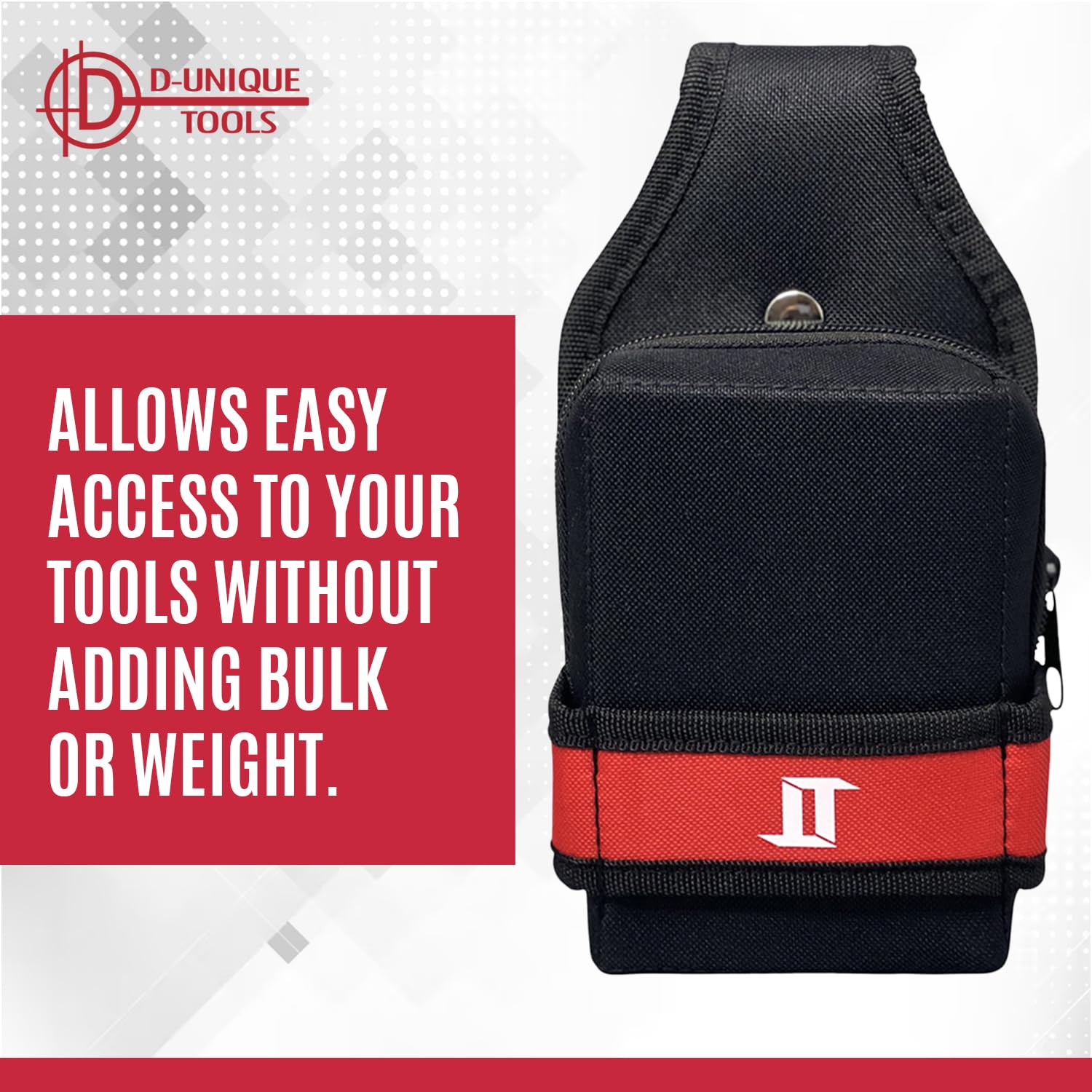 D-Unique Tools Universal Square Tool Belt Pouch - Sleek, Durable & Compact Tool Holder Belt for Easy Handling - Perfect for Construction, Carpentry, DIY Projects & Outdoor Work - Men's Utility Belt with Belt Loop & Small Tool Bag Organizer