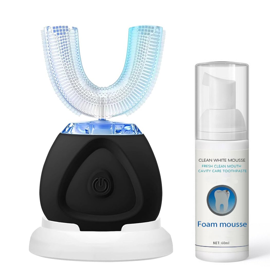 VERSAINSECT c Automatic Electric Toothbrush for Adults - 360° Sonic Rechargeable Toothbrush with Whitening, Waterproof & Travel-Friendly - Perfect for Home, Office & Travel Use (Black)