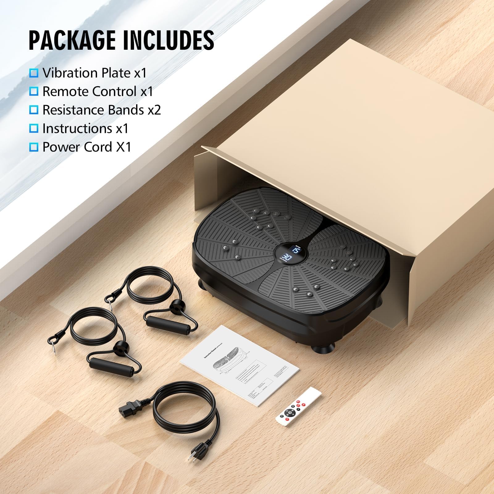PBYRD Vibration Plate Exercise Machine - Portable Full Body Vibration Platform for Lymphatic Drainage & Weight Loss, 9 Preset Auto Modes, 99 Speed Levels with Resistance Bands - Home Gym Equipment for Toning, Circulation & Recovery