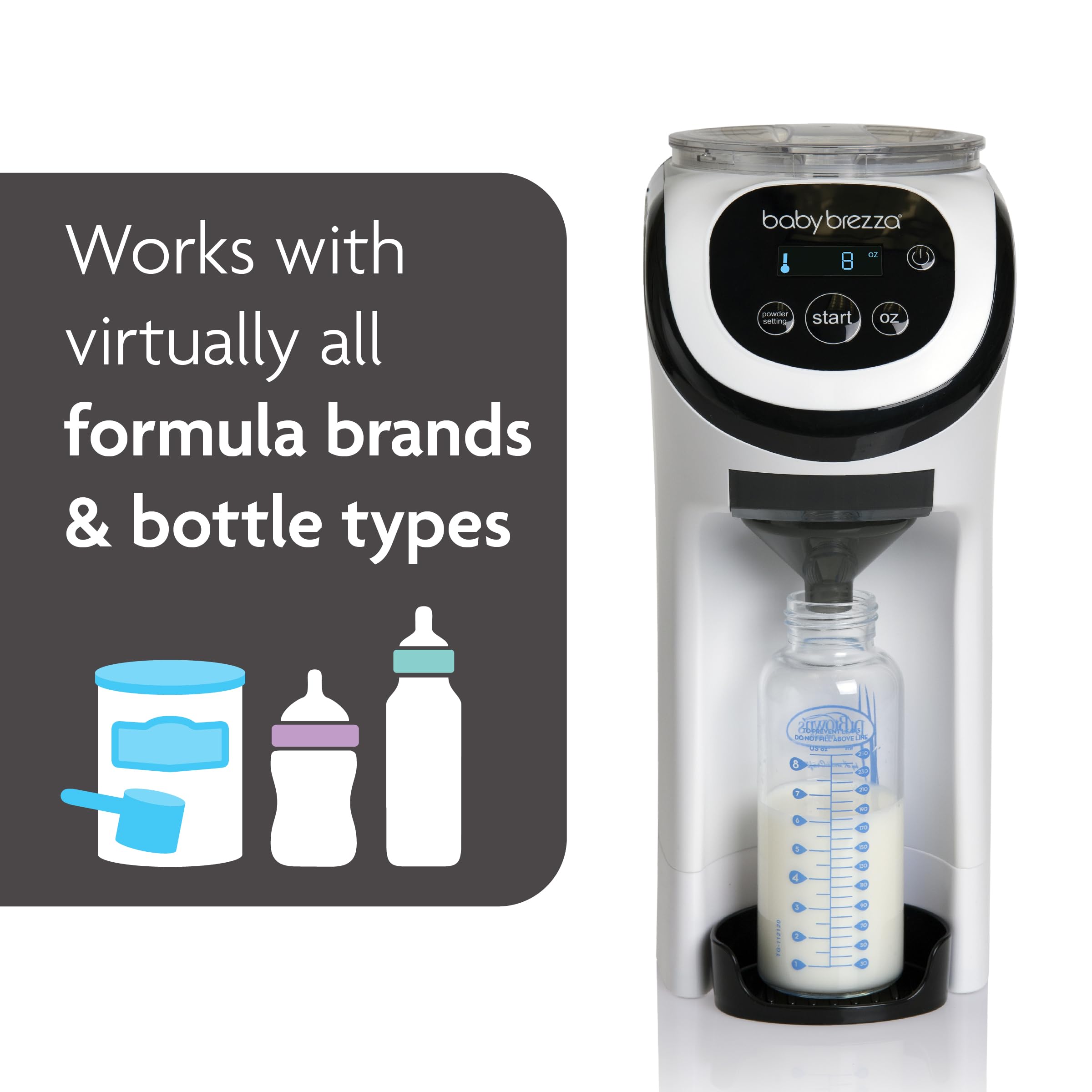 Baby Brezza Formula Pro Mini Portable Baby Formula Mixer Machine - Compact & Travel-Friendly for Small Spaces - Perfect Bottle Maker for Infants On The Go (White) - Ideal for Home, Travel, Daycare & Quick Feeding