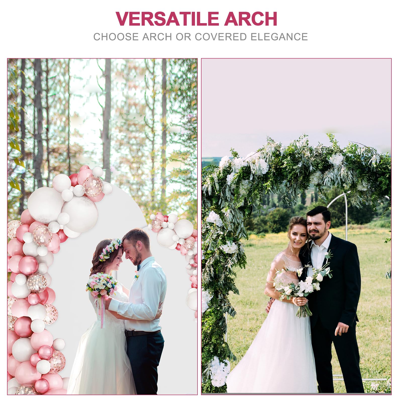7.3FT & 6FT Metal Balloon Arch Stand Frame with Cover - Wedding Backdrop, Birthday Party Decor, Baby Shower & Graduation Ceremony Setup - White | Perfect for Indoor/Outdoor Events & Photo Booth Backgrounds