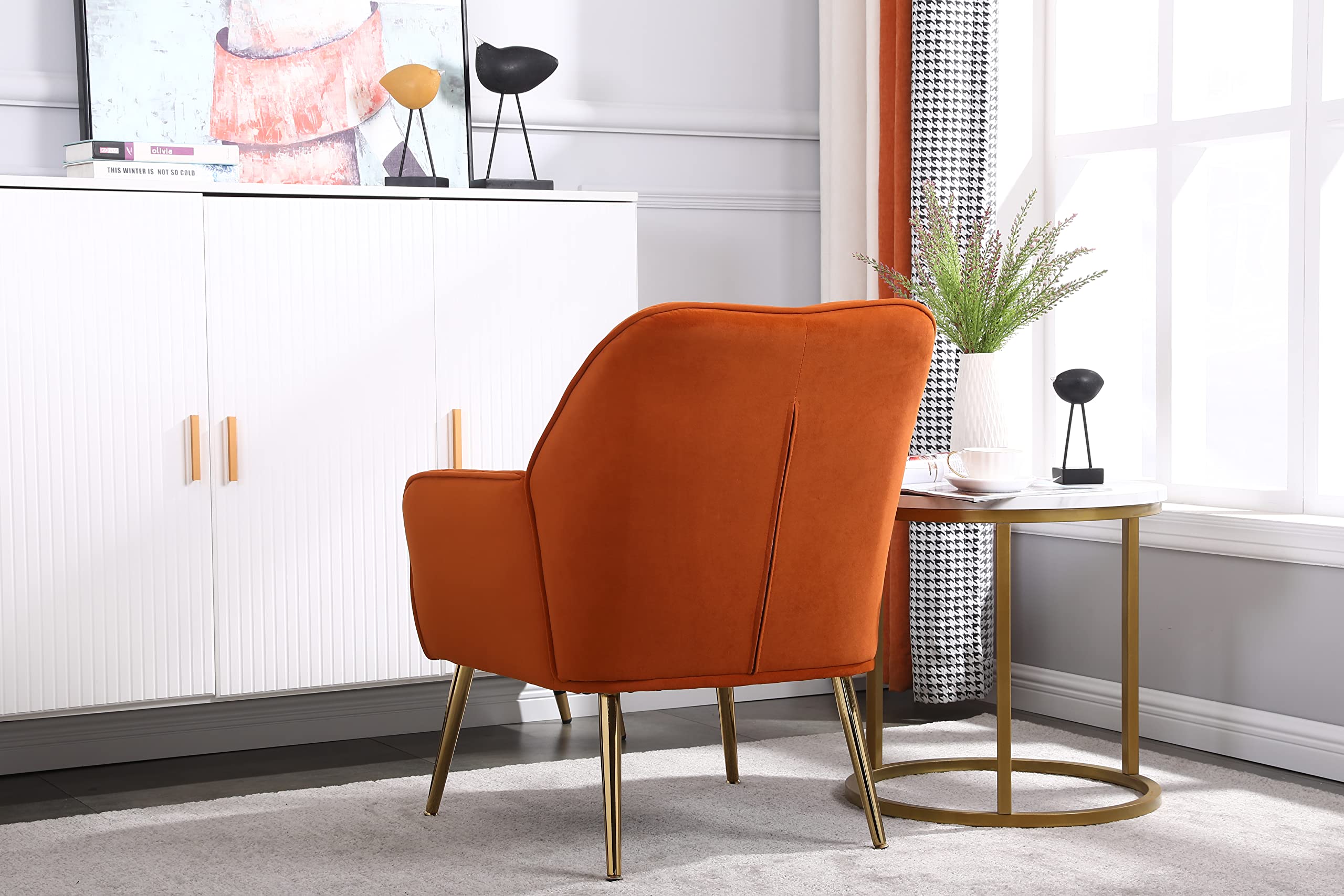 Modern Accent Chair - Upholstered Armchair with Golden Legs for Living Room, Bedroom & Home Office - Perfect for Reading, Relaxing & Stylish Decor