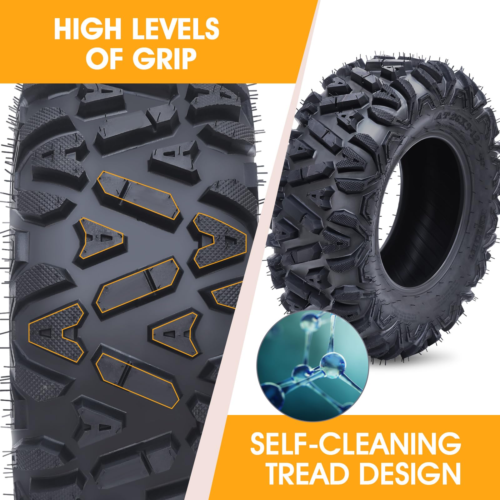 Set of 2 WHIZMIA ATV/UTV All-Terrain Tires 26x11-12 - 6 PR Tubeless Bias Tires for Off-Road, Mud, Sand & Trail Riding - Durable & High-Performance
