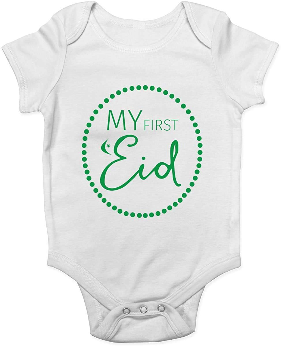 GKrepps Baby My First Eid Bodysuit - Cute Islamic Holiday Outfit for Newborns, Infants & Toddlers (Boy & Girl) - Perfect for Eid Celebrations, Family Gatherings & Photo Shoots