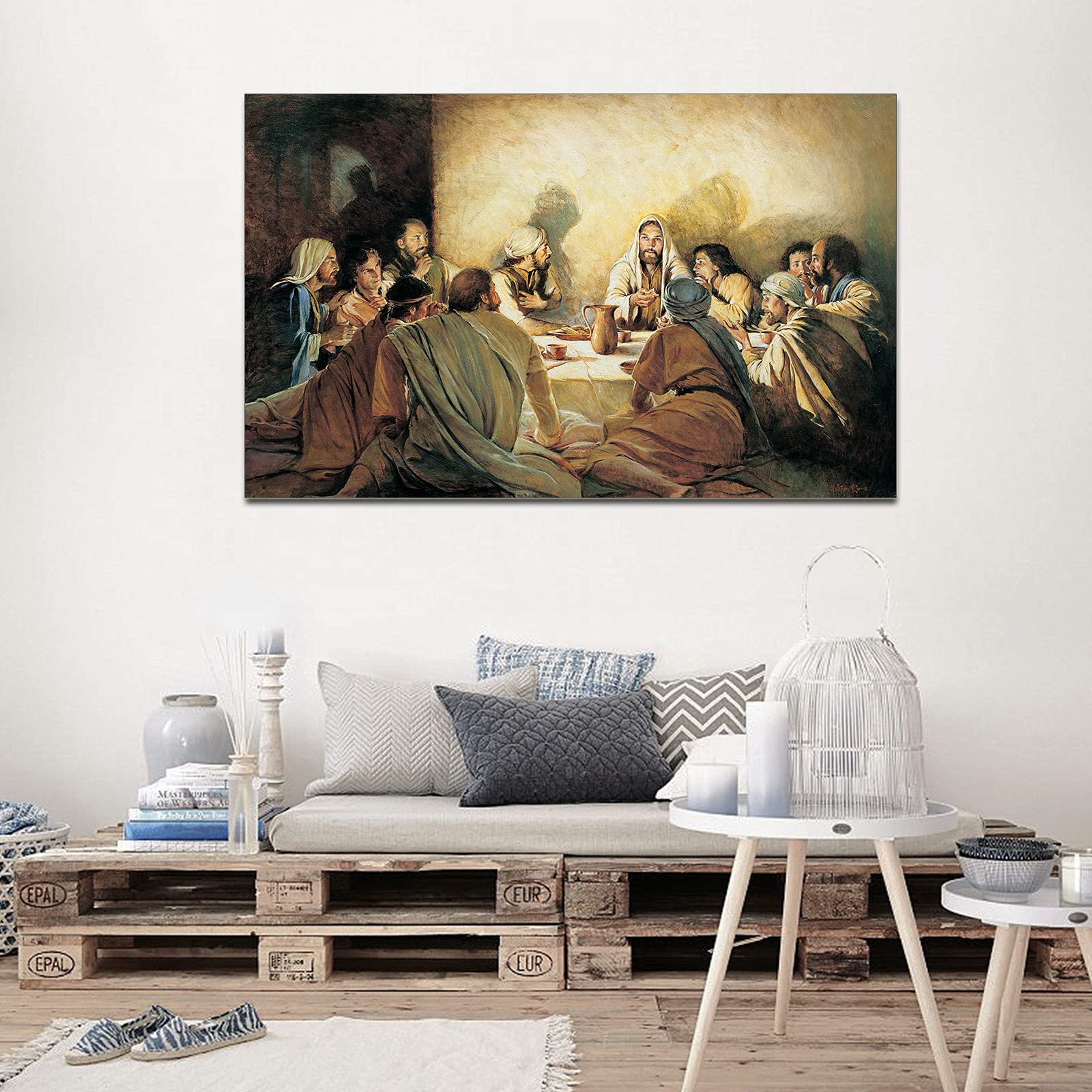 The Last Supper Canvas Wall Art - 28x40 Inches Christian Religious Painting for Dining Room Decor, Home & Church Wall Decor - Perfect for Living Room, Bedroom & Office