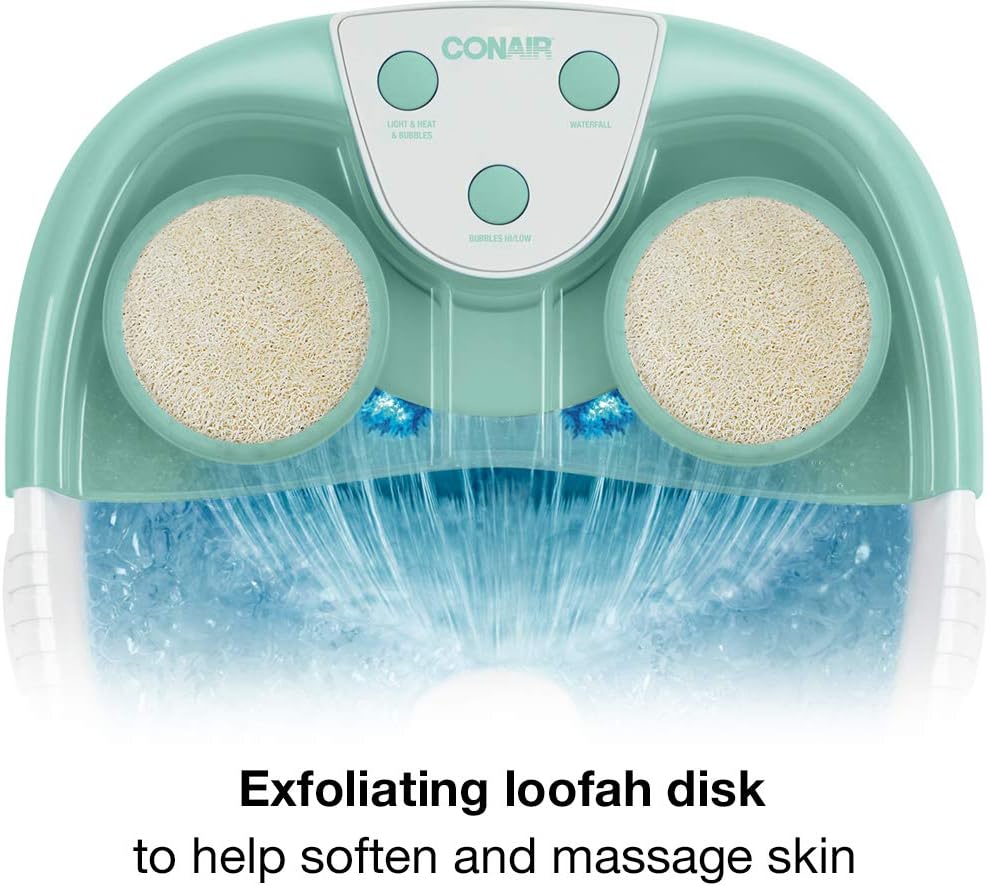 CONAIR FB52C 1PKC Waterfall Foot Pedicure Spa - Electric Foot Bath Massager with Bubbles & Heat - Perfect for Relaxation & At-Home Pedicures
