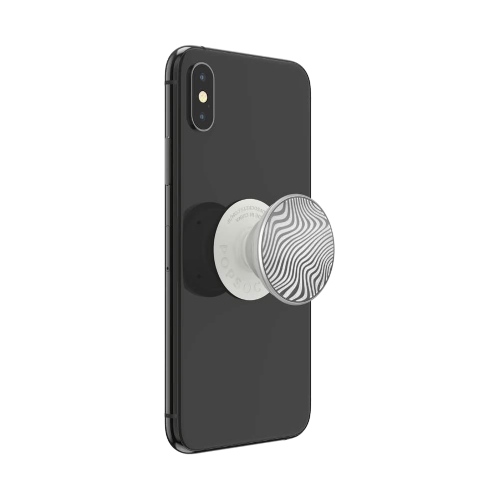 PopSockets 手机支架 - 可扩展支架与可更换激光切割金属地形波顶盖，适用于办公、旅行和日常使用