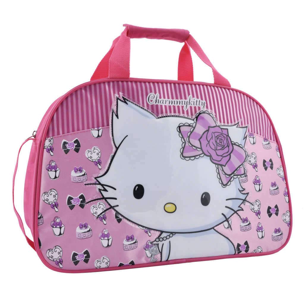 Sanrio Hello Kitty Charmmykitty Large Overnight Travel Bag with 3D Motif - Cute Duffle Carry-On for Girls, Sleepovers & Weekend Trips | Perfect for School, Gym, Beach Vacations & Travel Accessories