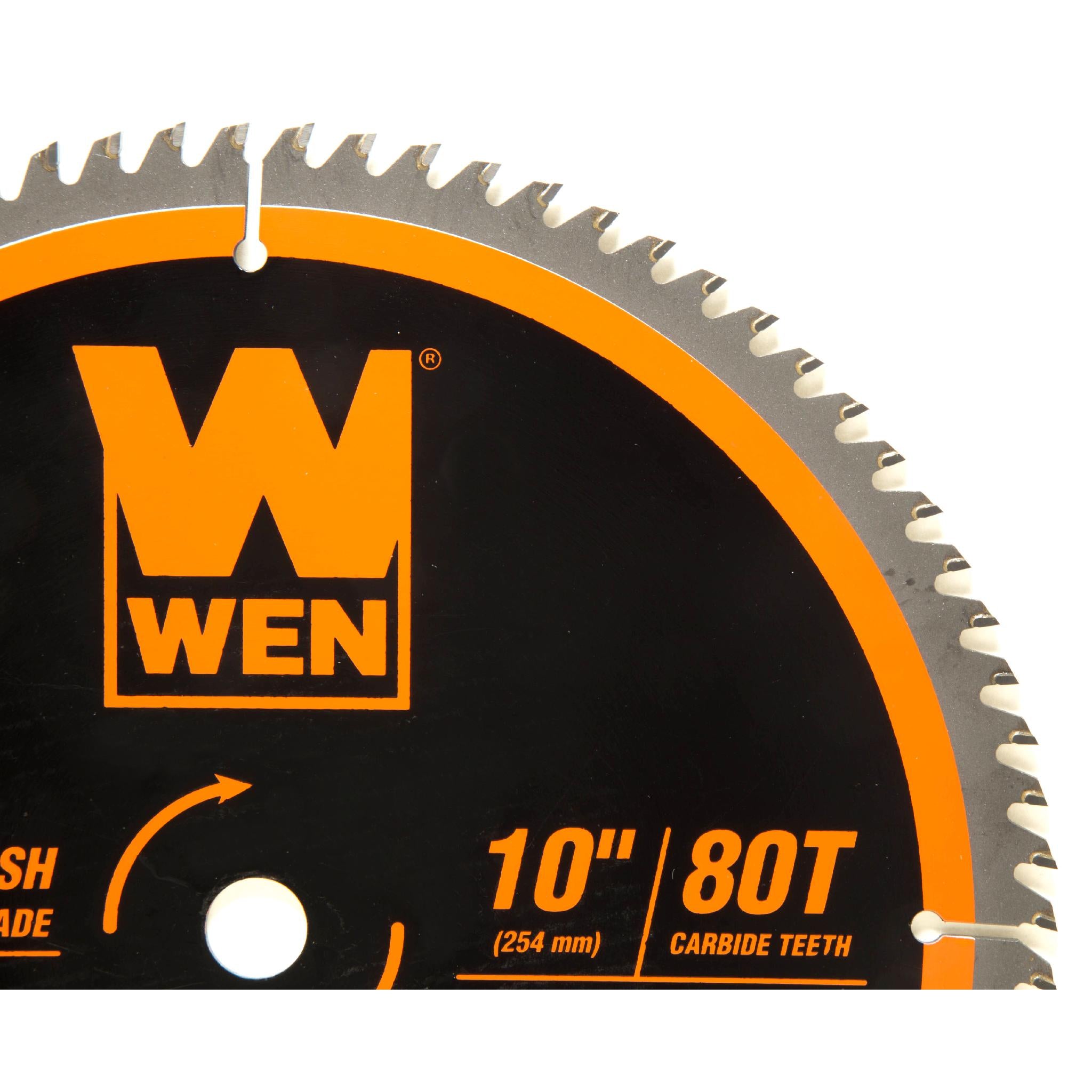 WEN BL1080 10-Inch 80-Tooth Carbide Tipped Ultra Fine Finish Professional Woodworking Saw Blade - Perfect for Miter Saws & Table Saws - Ideal for Precision Wood Cutting, Trim Work, and Fine Finish Carpentry Projects