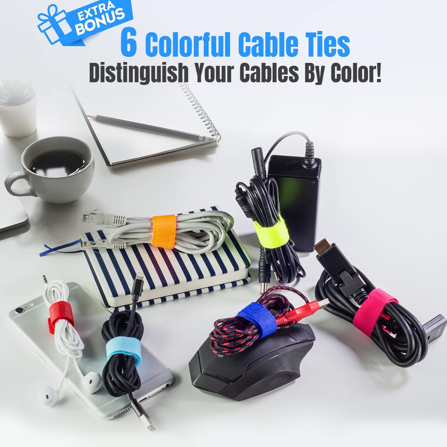 Tokye® Large Cable Management Box - Cord Organizer & Power Strip Hider for Desk, Gaming PC, TV | White & Black Edition | Perfect for Home Office, Entertainment Center & Workspace Organization