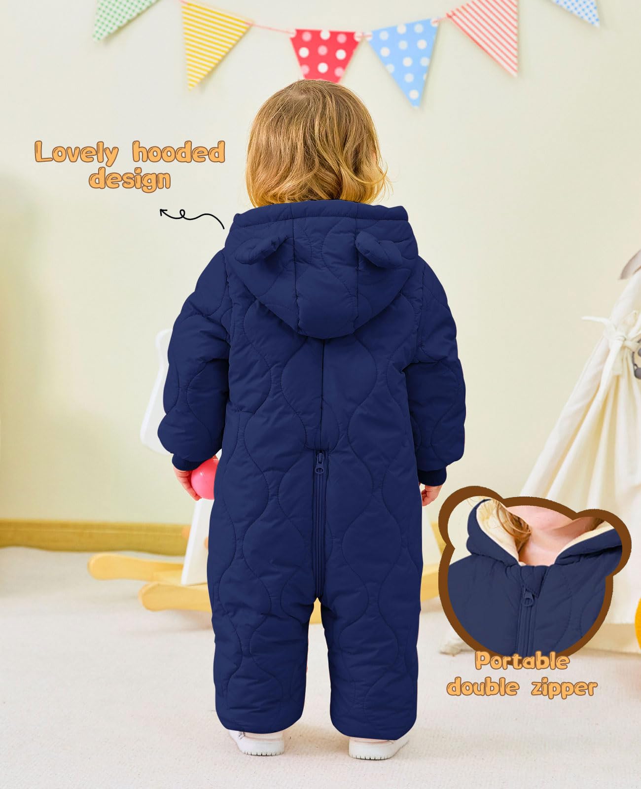 uideazone Baby Snowsuit - Winter Coat Jumpsuit for Newborns 0-24 Months | Hooded Puffer Jacket for Infant Boys & Girls | Perfect for Outdoor Play & Cold Weather Protection