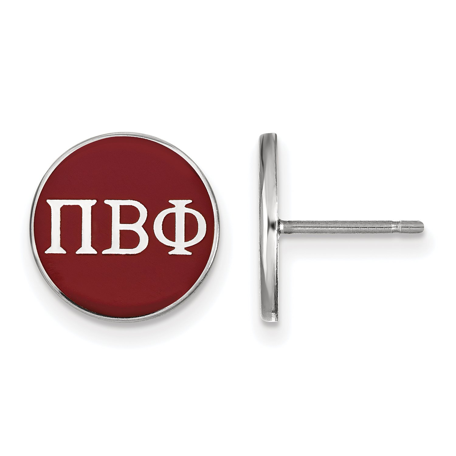 Sterling Silver Pi Beta Phi Enameled Post Earrings - Sorority Jewelry for Women, Dainty Greek Letter Stud Earrings - Perfect for Sisterhood Events, Graduation Gifts & Everyday Wear