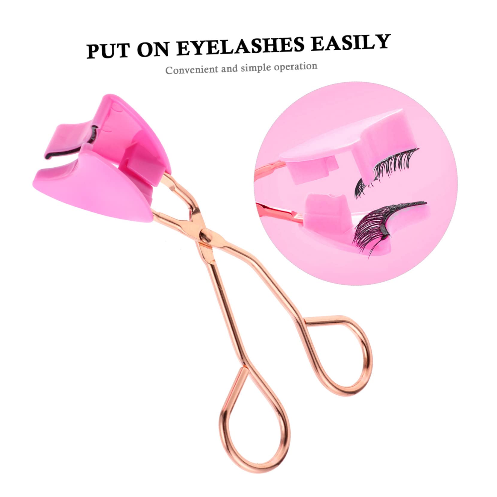 FOMIYES Magnetic Eyelash Curler Kit - Stainless Steel Rose Gold False Lash Clip with Deep Pink Handle | Gentle No-Damage Makeup Tool for Perfect Lashes | Ideal for Daily Use, Special Occasions & Professional Makeup Artists